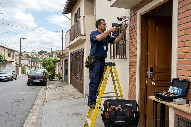 Instalação de sistemas de segurança em uma residência em Ferraz de Vasconcelos.